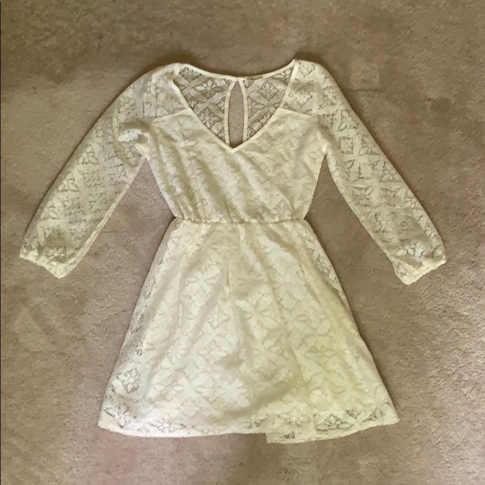 Lace Creme Colored Hollister fit and flare dress